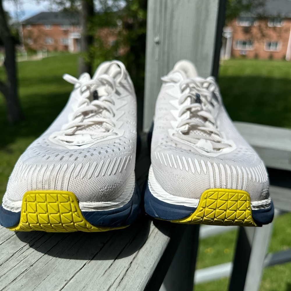 HOKA Men’s Clifton 7 size 12 White Navy Comfort Sneaker Running Trainers - Picture 4 of 14